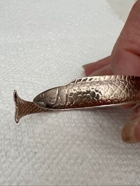 Vintage Chinese Stamped Sterling Silver Fish cuff bracelet